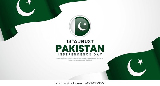 Pakistan Independence Day Background Design. Greeting Card, Banner, Poster. Vector Illustration