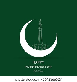 Pakistan Independence Day banner, card, poster, template with flag, moon, star, sparking lights, typography with green background