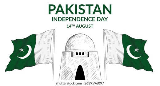 pakistan independence day banner illustration design