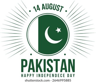 Pakistan Independence Day celebration graphic featuring the national flag and the date August 14th  