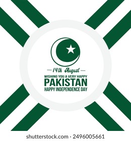 Pakistan Independence Day Celebration Poster with Flag and Greetings  - 14th August