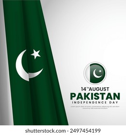 Pakistan independence day with copyspace background. Banner or ribbon with waving flag template