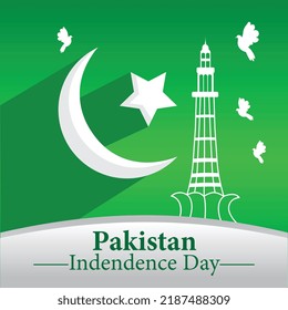 Pakistan Independence Day Illustration Design , Facebook and Instagram  post design for Pakistan Independence day 
