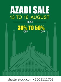 Pakistan Independence Day Sale vector Design for flat 50% Off, for social media and other business. vector illustration