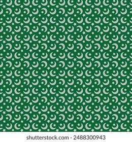 Pakistan Independence Day White Green Stars And Moon Pattern Ribbon Background