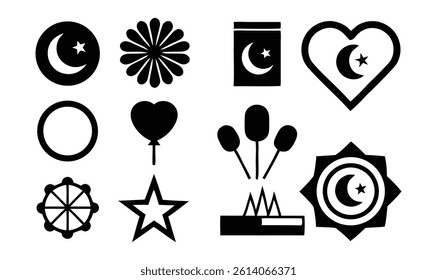  "Pakistan Independence Icons and Celebration Silhouettes Vector Set"