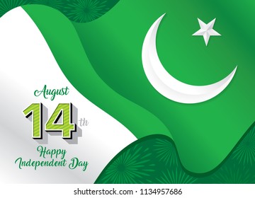 Pakistan Independent day wallpaper, vector illustration
