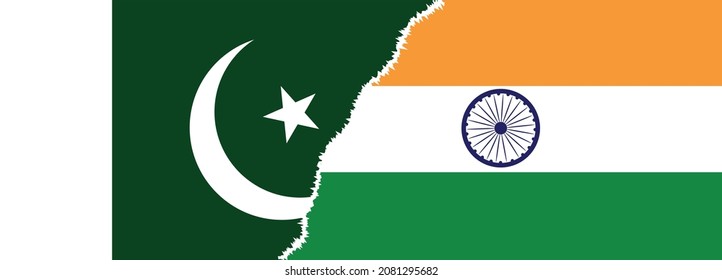  Pakistan  and India flags in one frame