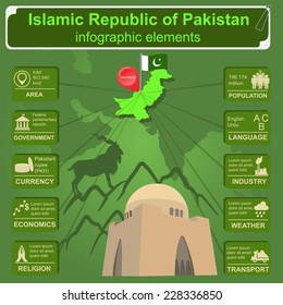 Pakistan  infographics, statistical data, sights. Vector illustration