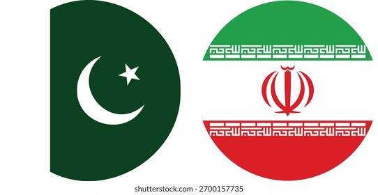Vector e ilustración de la bandera circular de Pakistán e Irán con fondo transparente 