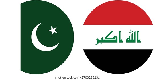 Vector de bandera circular de Pakistán e Irak e ilustración con fondo transparente 