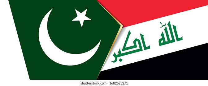 Pakistan and Iraq flags, two vector flags symbol of relationship or confrontation.
