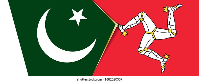 Pakistan and Isle of Man flags, two vector flags symbol of relationship or confrontation.