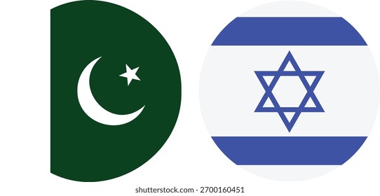 Pakistan and Israel circular flag vector with transparent background 