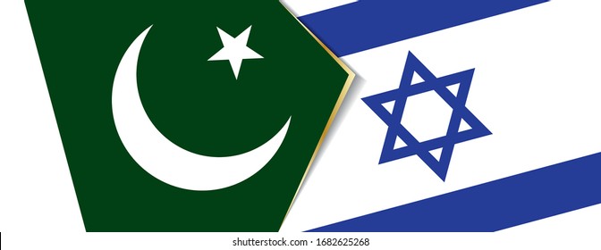 Pakistan and Israel flags, two vector flags symbol of relationship or confrontation.