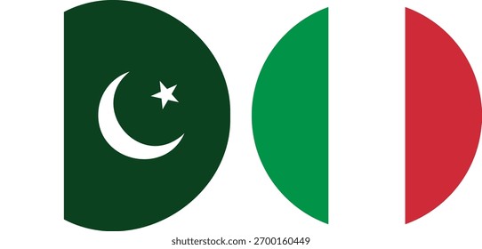 Vector circular de la bandera de Pakistán e Italia con el fondo transparente 