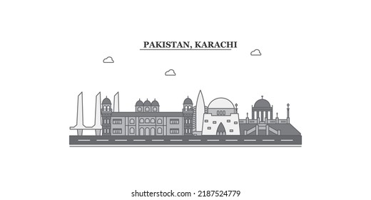 Pakistan, Karachi city skyline isolated vector illustration, icons