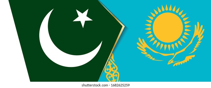 Pakistan and Kazakhstan flags, two vector flags symbol of relationship or confrontation.