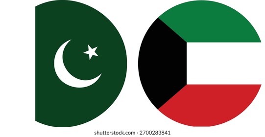 Vector de bandera circular de Pakistán y Kuwait con fondo transparente 