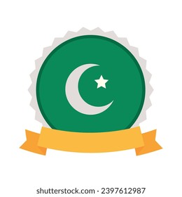 pakistan label with ribbon vector isolated