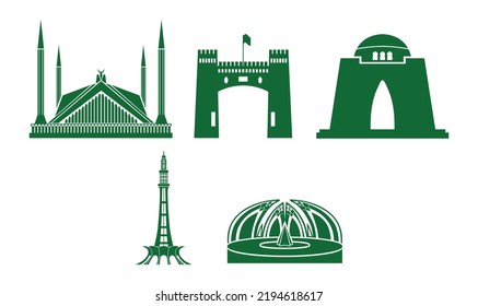 Pakistan Land Marks Pakistan skyline vector and illustration