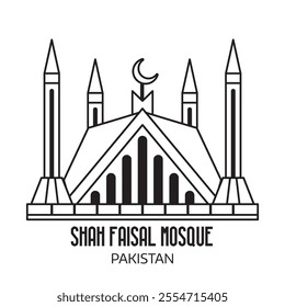 Pakistan landmark icon inspired by Shah Faisal mosque in Islamabad.