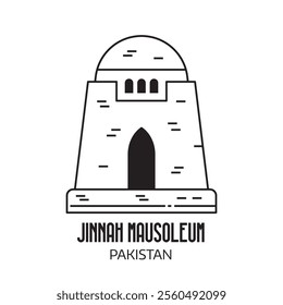 Pakistan landmark icon inspired by Jinah Mausoleum also know as Mazar-e-Quaid or National mausoleum in Karachi.