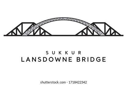 Pakistan landmark lansdowne bridge sukkur isolated vector illustration