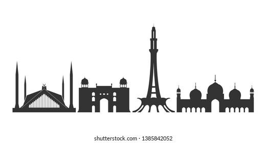 Pakistan logo. Isolated Pakistani architecture on white background