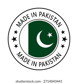 Pakistan Made in Stamp im Kreis mit Flagge Vektor Vorlage auf weißem Hintergrund