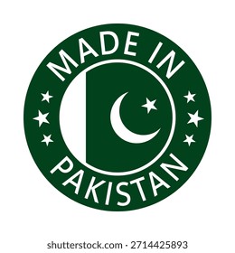 Pakistan Made in Stamp in circle with flag Vector template on white background