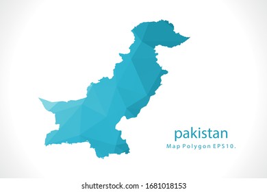 mapa de Pakistán Abstracto geométrico triangular triangular de bajo nivel de polo gráfico sobre fondo blanco
