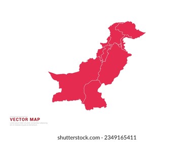 Pakistan Map - abstract style red isolated on white background for infographic, design vector.