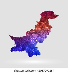 El fondo del mapa de Pakistán en estilo poligonal. Ilustración de vectores mapa de Pakistán de bajo color y poly aislado. EPS vectorial 10.