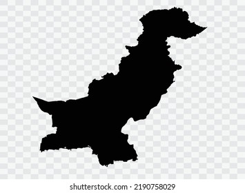 Pakistan Map black Color on Backgound png  not divided into cities