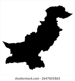 Pakistan Map - black World Map International vector template with High detailed isolated on white background - Vector