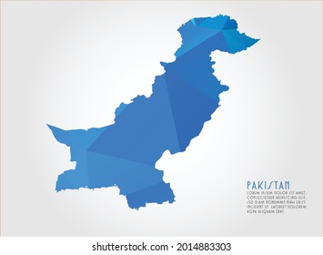 Pakistan map blue Color on white background polygonal