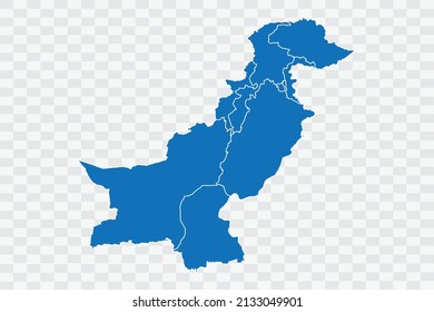 Pakistan Map blue Color on Backgound png