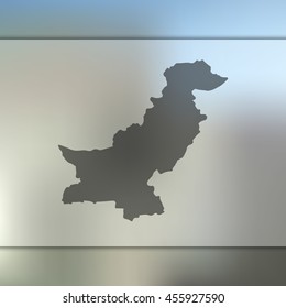 Pakistan map. Blurred background with silhouette of Pakistan map. Vector silhouette of Pakistan map