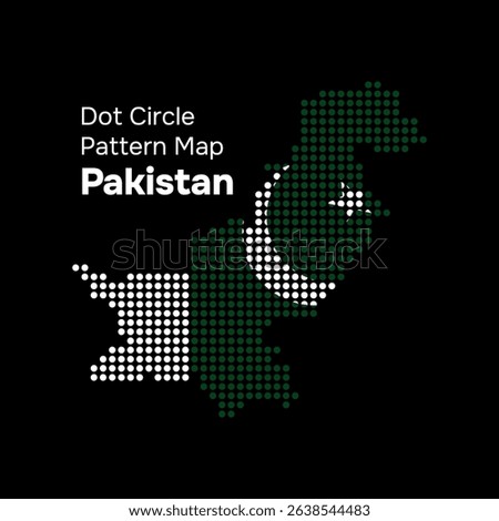 Pakistan Map with Circle Dot Pattern and Flag