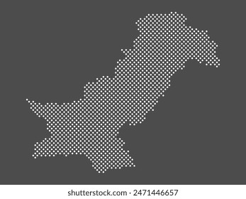 Punto del mapa de Pakistán sobre fondo gris.  Mapa punteado de la República Islámica de Pakistán. Vector eps10.