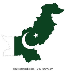 Pakistan map. Map of Pakistan with Pakistan flag