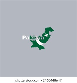 Pakistan map and flag color design on gray background