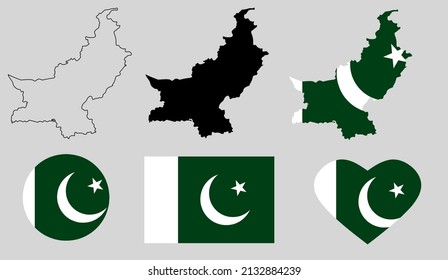 pakistan map flag icon set
