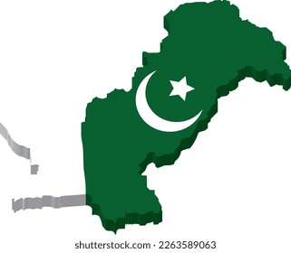 Pakistan map with flag inside it. 3D Modern Map Vector Concept with flag.