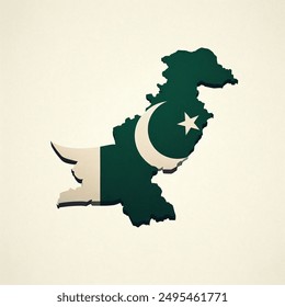 Pakistan map with flag inside it. Modern Map Vector Concept with flag. 14th August. Happy independence day