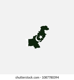 Pakistan Map and Flag of Vector Illustration