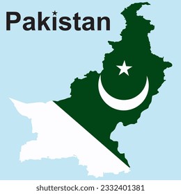 Pakistan Map with flag vector illustration 