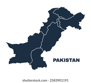 Pakistan map flat border outline vector