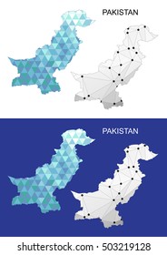 Pakistan map in geometric polygonal style. Abstract gems triangle.